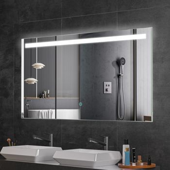 Espejo De Baño Con Luz Led 120 X 60 Cm, Rectangular, Antivaho, 3 Colores Dimmable - Lomazoo Houston