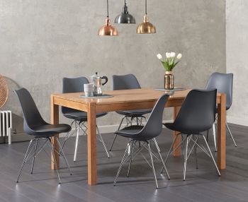 Oxford 150cm Solid Oak Dining Table with Celine Chrome Leg Chairs