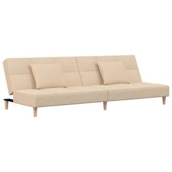 Sofá Cama De 2 Plazas Moderno | Cama Para Adulto Con Dos Almohadas Tela Color Crema