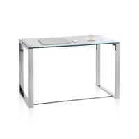 mesa de escritorio con sobre de cristal 100x50 cm metal cromado