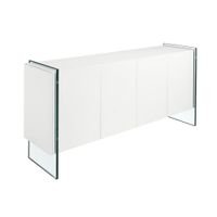 aparador madera blanco y cristal templado