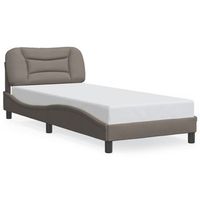 estructura de cama con luces led tela gris taupe 90x200 cm