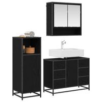 juego de muebles de bano  armario de bano 3 piezas roble negro madera contrachapada