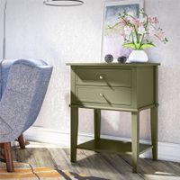 mesa auxiliar con 2 cajones en efecto de madera verde oliva
