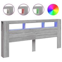 cabecero led madera ingenieria gris sonoma 220x185x1035 cm vidaxl