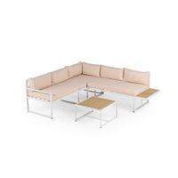 conjunto mueble de jardin viena 5 plazas acero blanco