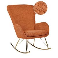 silla mecedora de boucle naranja dorado poliester patas de metal anaset
