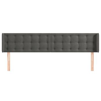 Cabecero Cama Mueble De Dormitorio De Terciopelo Oscuro 163 X 16 X 78/88 Cm Gris M02_0008228