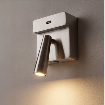 Leds C4 Luz De Lectura Gamma Usb Led 3.5 Blanco Cálido - 2700k On-off Níquel Satinado 123lm