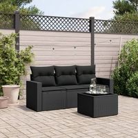conjunto de sofas jardin 4 uds  mueble jardin mesa y sillas con cojines ratan sintetico negro cfw838269