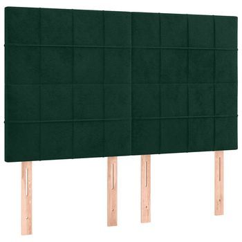 Cabeceros 4 Uds，cabecero Cama，panel De Cabecera Terciopelo Verde Oscuro 72x5x78/88 Cm