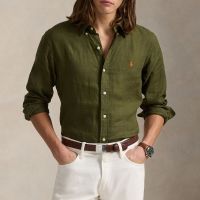 polo ralph lauren custom-fit linen shirt - l