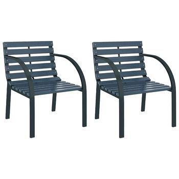 Pack 2 Uds Sillas De Jardín | Silla De Exterior | Sillón Madera Gris