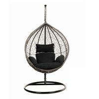 silla colgante de poliratan con armazon cielo - negro