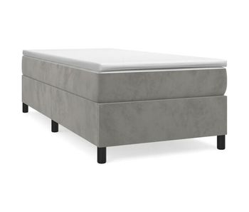 Cama box spring con colchón terciopelo gris claro 100x200 cm