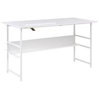 escritorio para oficina con tablero ajustable y estante inferior de aglomerado 140 x 50 cm blanco oran