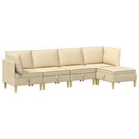 juego de sofa modular con almacenamiento 5 uds crema tela vidaxl