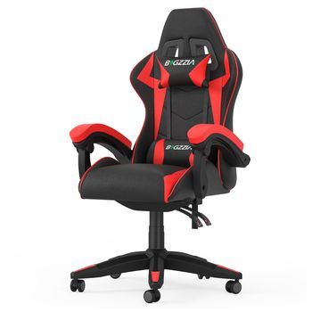 Silla Gamer Reclinable De Respaldo Alto En Piel Sintética Con Reposacabezas Y Soporte Lumbar,rojo, Rattantree