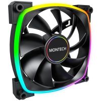 ventilador suplementario montech ax140 pwm 140mm 1600rpm rgb hexagonal pads antivibracion