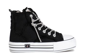 deportivas medias de lona con cordones de strass black 36