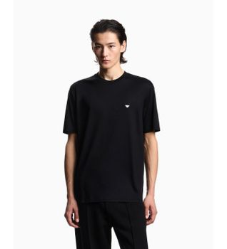 Emporio Armani para hombre. EM004592_AF13747 Camiseta Águila en Relieve negro (XXL), Casual, Manga corta, Lyocell