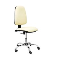 silla de oficina ergonomica con mecanismo de contacto permanente y regulable en altura asiento y tejido tapizado en similpiel crema piqueras y crespo