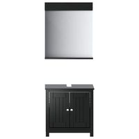 juego de muebles de bano  armario de bano berg 2 piezas madera maciza pino negro