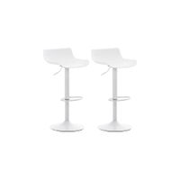 set de 2 taburetes de bar regulable en plastico blanco