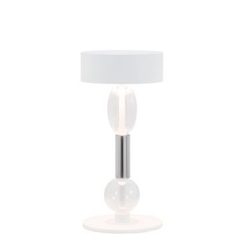Lámpara De Mesa Led Inteligente Recargable Zafferano Royal Family Wi-fi, Regulador Táctil, 36 H De Duración De Batería, Aluminio Blanco Y Vidrio