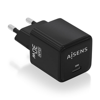 aisens - cargador gan 30w 1xusb-c pd30 qc40 negro
