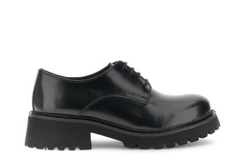 zapatos derby con cordones de piel envejecida black 38