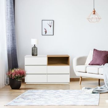 Aparador con aspecto de madera blanco/roble