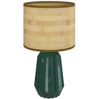 lampara de mesa 22x22x39 cm verde y madera natural