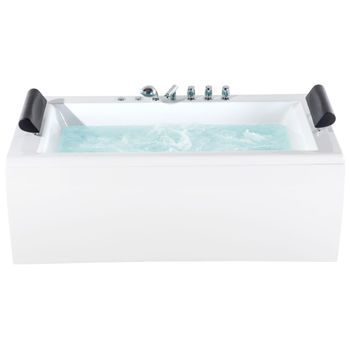Bañera De Hidromasaje De Acrílico Sanitario Blanco Plateado Led 172 X 83 Cm Moderno Montego