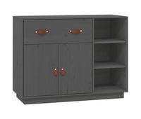vidaxl aparador de madera maciza de pino gris 985x40x75 cm