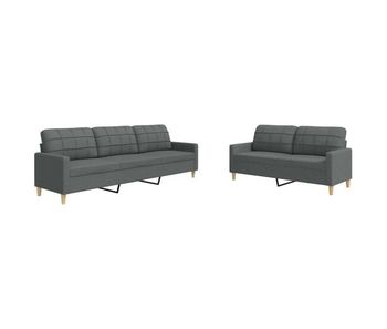 Vidaxl juego de sofás 2 piezas tela gris oscuro