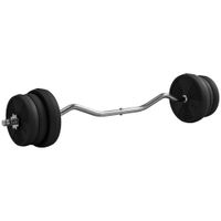 sportnow juego de pesas de 25 kg en total discos de peso de mancuernas y barra larga agarre antideslizante o 25x120cm negro
