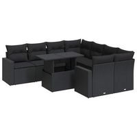 set de sofas de jardin con cojines 9 pzas ratan sintetico negro vidaxl