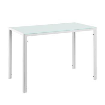 Mesa De Comedor Eschede Con Tablero De Vidrio Para 4 Personas Metal 105 X 60 X 75 Cm - Blanco [en.casa]