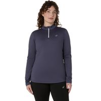 asics core 12 zip winter  camiseta de running mujeres - azul-gris
