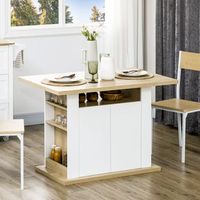 isla de cocina de melamina de madera homcom 110x70x755 cm roble
