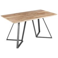 mesa de comedor de metal madera clara negro 140 x 80 cm mdf 6 plazas patas upton