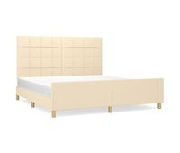 estructura de cama con cabecero de tela color crema 180x200 cm bloques con cuadros