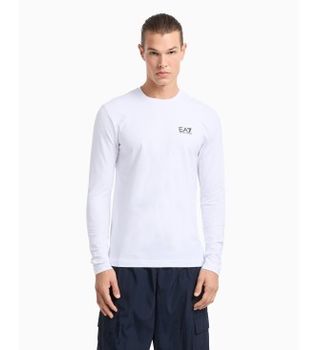 EA7 para hombre. 8NPT28_PJVQZ Camiseta de manga larga de algodón Core Identity blanco (XXL), Casual, Deportivo, Multideporte