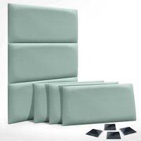 dhome juego de 6 paneles tapizados de pana premium pack autoadhesivos para pared acusticos absorbentes proteccion impactos verde agua 50x40cm x6