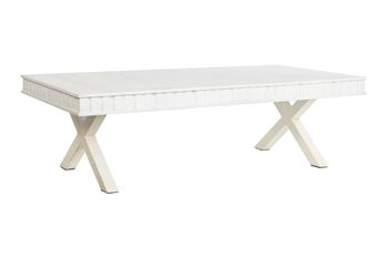 Mesa centro de mango y metal en blanco 140x70x42cm