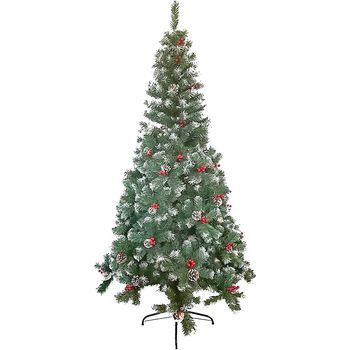 Árbol De Navidad Artificial, Soporte De Pie Metálico, Fácil Montaje, Embalaje En Caja, Verde Nevado, 180cm