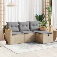juego de sofas jardin con cojines 4 uds  juego de muebles de jardin ratan sintetico beige cfw77099