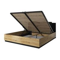 cama con canape 140x200 color roble claro y negro coleccion fox