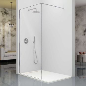 Panel Fijo De Ducha Fresh Arena Plata Brillo  100 Cm Barra Simple